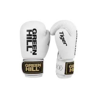 Green Hill TIGER WHITE Edition Boxhandschuhe aus Echtleder – Klassisches Design & Maximaler Schutz