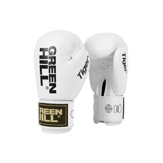 Green Hill TIGER WHITE Edition Boxhandschuhe aus Echtleder – Klassisches Design & Maximaler Schutz