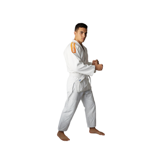 Judoanzug CLUB 450 g/cm³ mit orangen Schulterstreifen