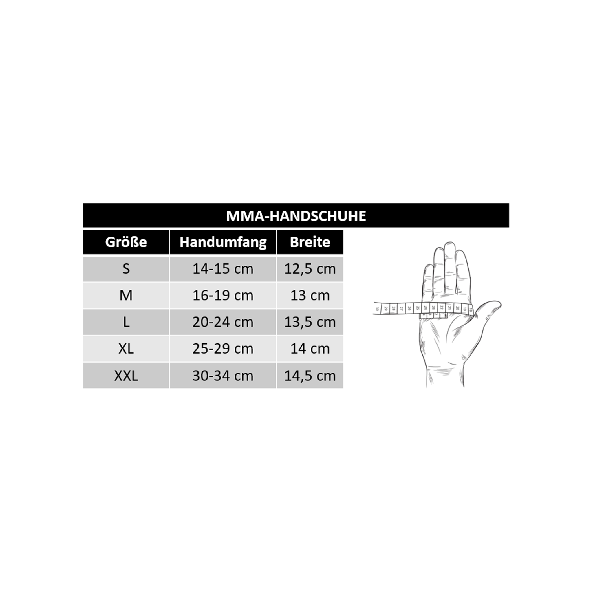 mma handschuhe größentabelle MMA Handschuhe AGILE