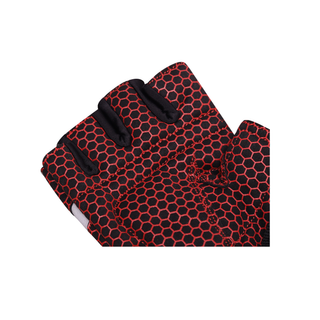Nahaufnahme des flexiblen Waben-Designs in Rot-Schwarz auf dem ultraleichten Green Hill Trainingshandschuh